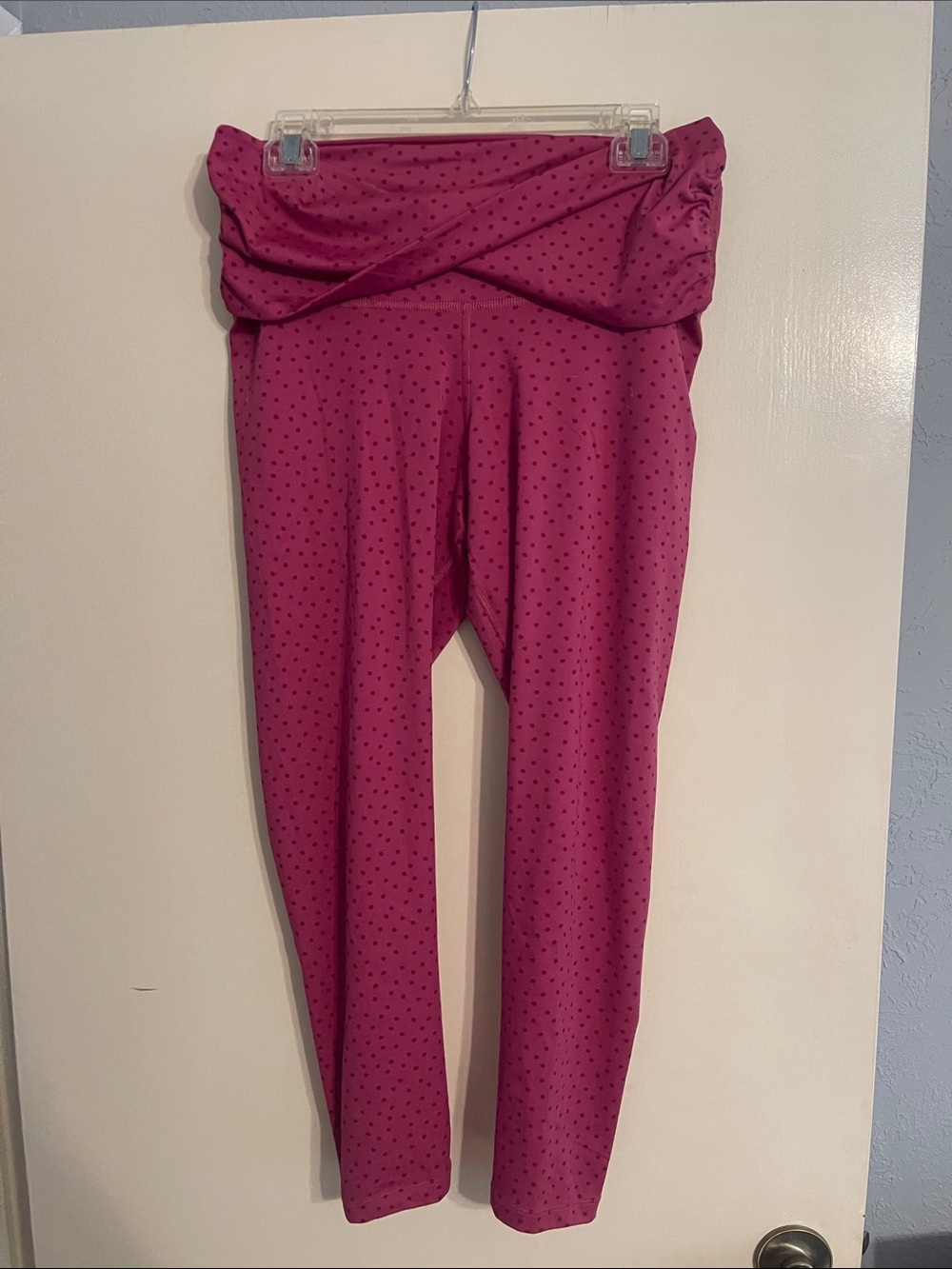 Nike Dri-fit Fold-Over Waist Leggings - Magenta with Micro Dots